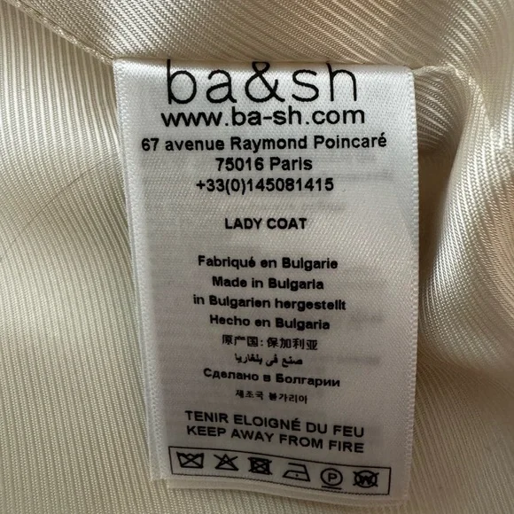 ba&sh lady coat, Ivory, Size 1 - Picture 4 of 4